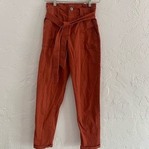 High Waisted Tie Burnt Orange Pants. Women’s Size 5